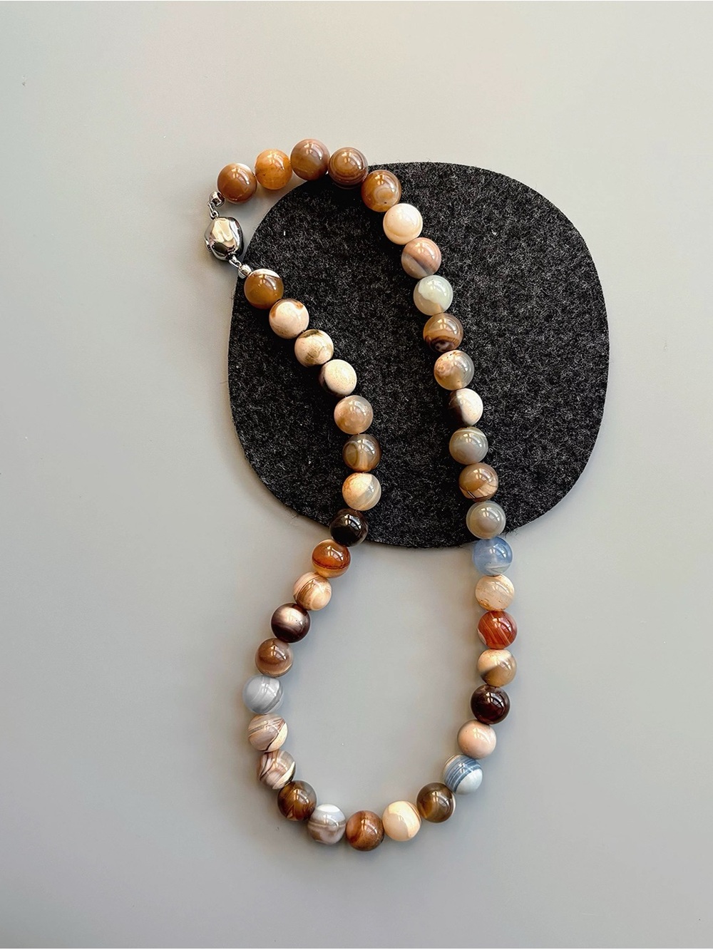 Agate Bead Necklace in Earth Tones - Women Jewelry